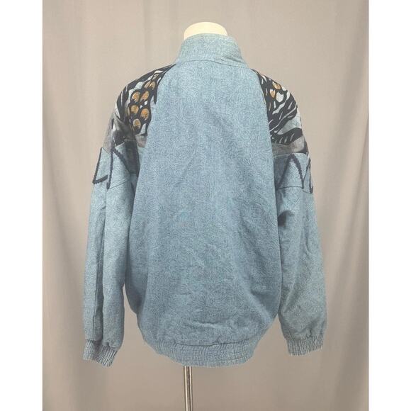 Vtg LIM'S Demin Jacket Womens Small Blue Patchwork Whimsygoth Art to Wear USA - Picture 3 of 8